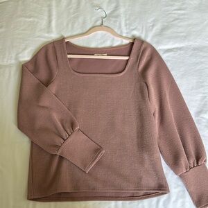 Madewell Mauve Ottoman Ribbed Square Neck Top